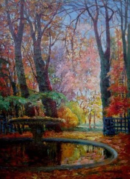 Fontaine Dans Un Parc Oil Painting by Nicolae Gropeano