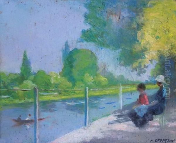 Aux Bords De L'allier - Vichy Oil Painting by Nicolae Gropeano