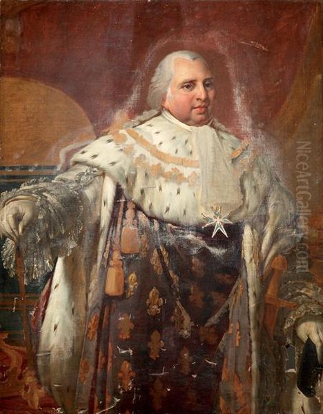 Portrait De Louis Xviii En Habit De Sacre, A Mi-corps Oil Painting by Antoine-Jean Gros