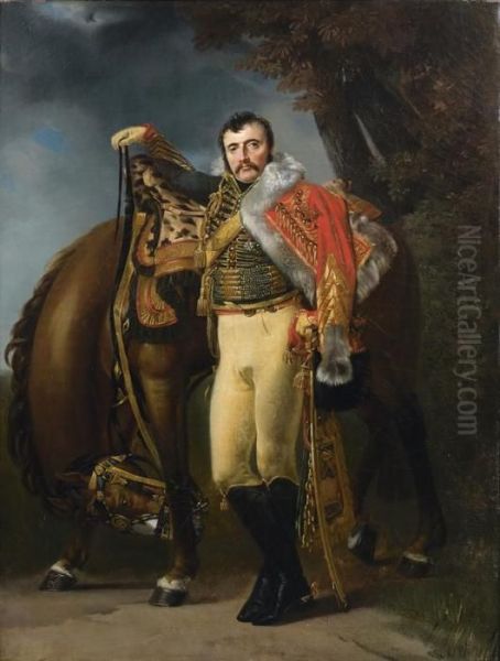 Portrait Du Colonel Comte Claude-etienne Guyot (1768 - 1837) Et Son
Cheval Oil Painting by Antoine-Jean Gros