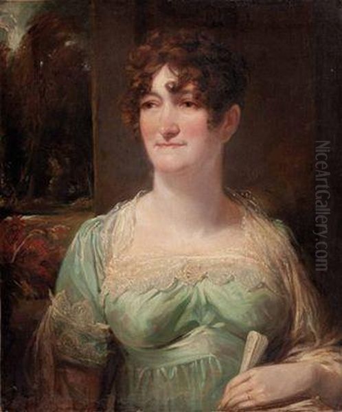 Portrait Einer Dame Des Directoire Mit Geschlossenem Facher Oil Painting by Antoine-Jean Gros