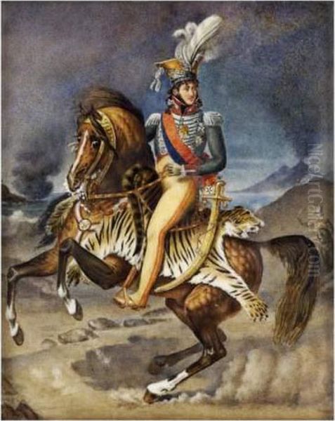 Portrait Equestre De Joachim Murat, Roi De Naples Oil Painting by Antoine-Jean Gros