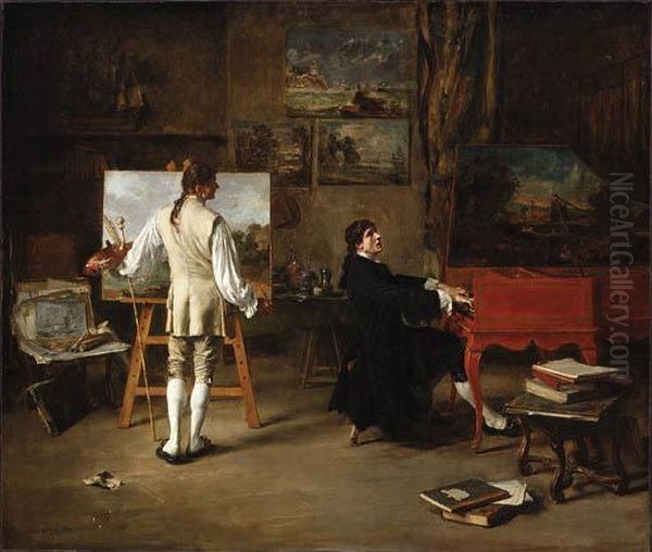 In The Studio Of Joseph Vernet Oil Painting by Lucien Alphonse Gros