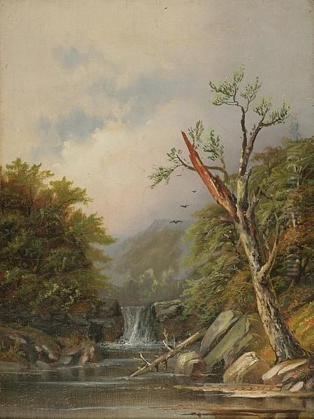 Landscape Of A Waterfall Oil Painting by Daniel Charles Grose