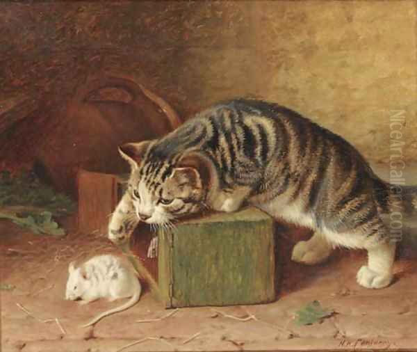 Stalking the pet mouse Oil Painting by Horatio Henry Couldery