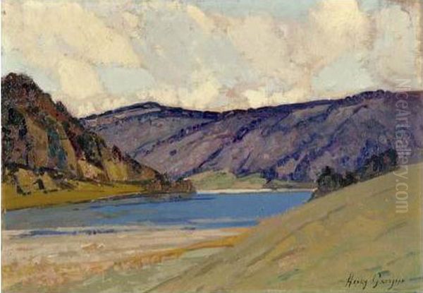 Le Lac Du Chalin (jura) Oil Painting by Henry Grosjean