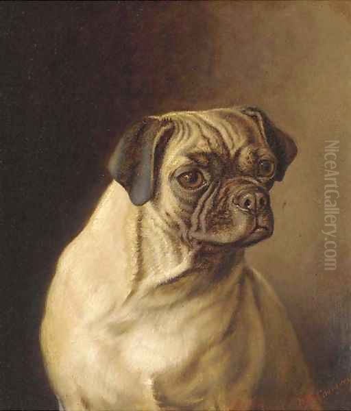 A pug Oil Painting by Horatio Henry Couldery