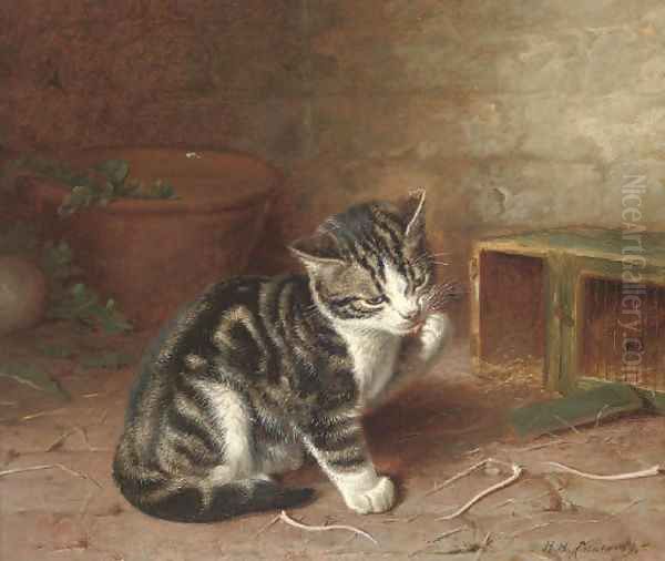 The naughty kitten Oil Painting by Horatio Henry Couldery