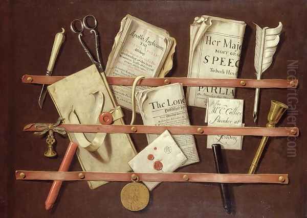 Trompe L'Oeil Composition Oil Painting by Edwart Collier