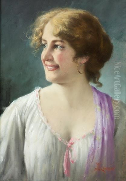 Ritratto Di Giovanne Donna Oil Painting by Giacomo Grosso