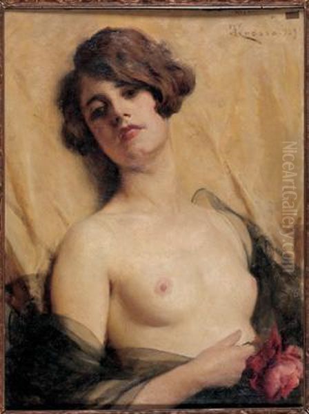 La Rosa Rossa Oil Painting by Giacomo Grosso