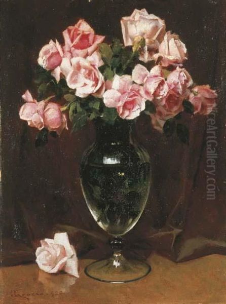 Rose Nel Vaso Oil Painting by Giacomo Grosso