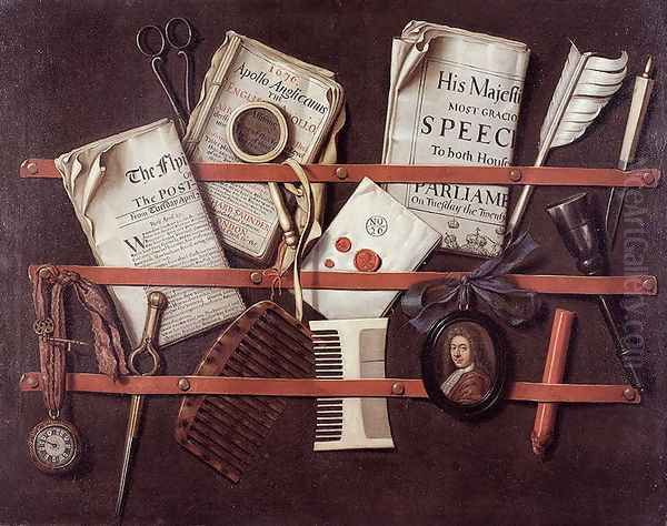 Letter Rack, c.1676 Oil Painting by Edwart Collier