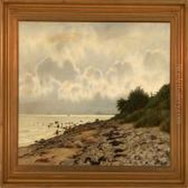 Coastal Scenery From Elsinore Oil Painting by Vilhelm Georg Groth