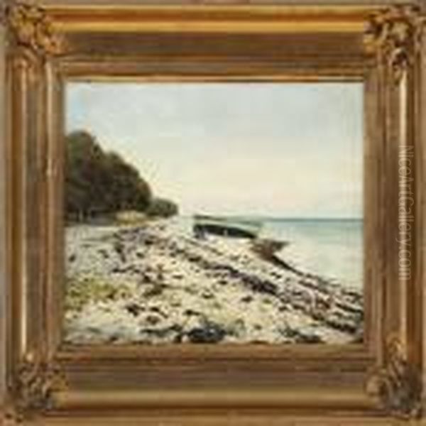 At Stevns Beach Oil Painting by Vilhelm Georg Groth