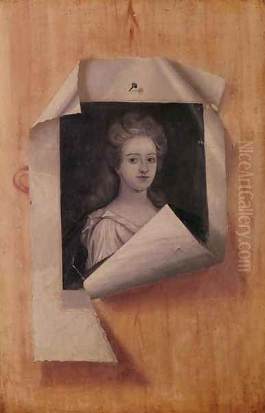 Trompe l'Oeil Portrait of a Lady Oil Painting by Edwart Collier