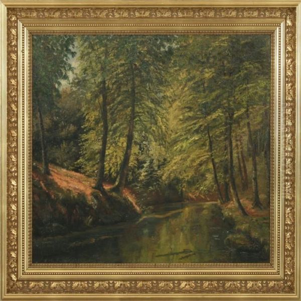 Forest Scenery Oil Painting by Vilhelm Georg Groth