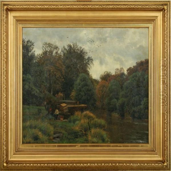 Landscape With A Stream Oil Painting by Vilhelm Georg Groth