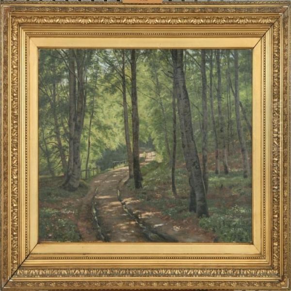 Forest Scenery Oil Painting by Vilhelm Georg Groth