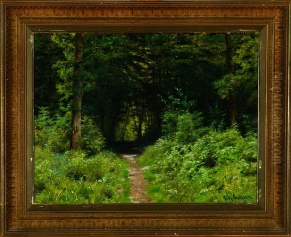 Path In Danish Beech Wood Oil Painting by Vilhelm Georg Groth