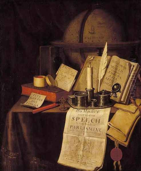 Vanitas Still-Life 1697 Oil Painting by Edwart Collier