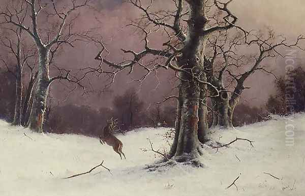 The Deer Hunt Oil Painting by Nils Hans Christiansen