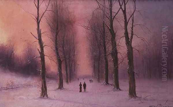 Snow Scene-Wanstead Park Oil Painting by Nils Hans Christiansen