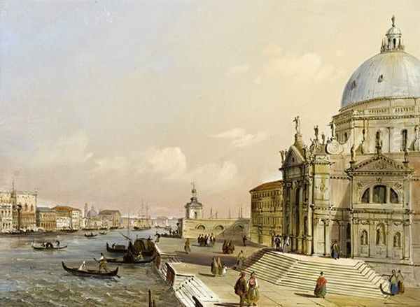 On The Steps Of Santa Maria Della Salute Oil Painting by Carlo Grubacs