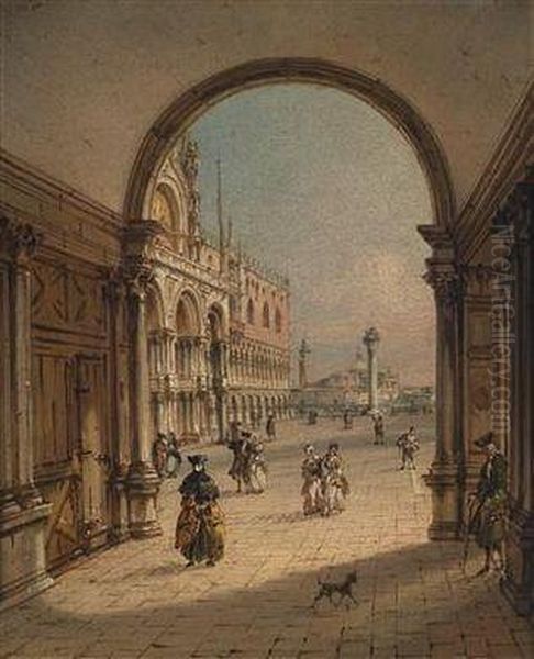 View Of Piazetta San Marco Oil Painting by Carlo Grubacs