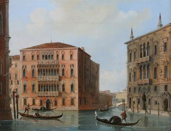 Venedig, Palazzi Foscari E Balbi Oil Painting by Carlo Grubacs