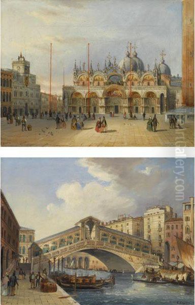 The Rialto & San Marco, Venice Oil Painting by Carlo Grubacs