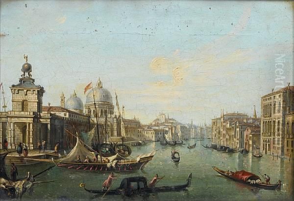 The Doge's Palace, Venice, With 
The Bucintoro;and The Entrance To The Grand Canal, Venice, With The 
Punta Delladogana And Santa Maria Della Salute Oil Painting by Carlo Grubacs