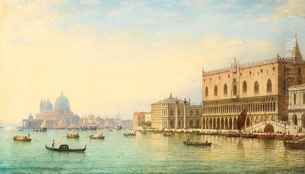 The Bacino Di San Marco Looking 
Towards Santa Maria Della Salute, The Doge's Palace On The Right Oil Painting by Carlo Grubacs