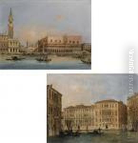 Palazzo Ducale Dal Bacino Di San
 Marco; E Il Canal Grande, Con I Palazzi Contarini, Rezzonico E Balbi Oil Painting by Carlo Grubacs