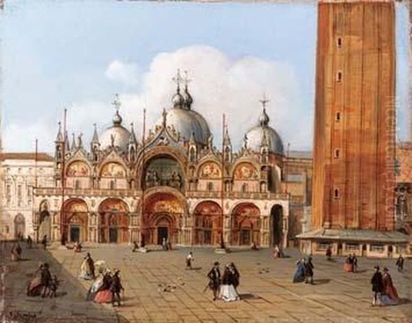 La Basilica Di San Marco Oil Painting by Carlo Grubacs