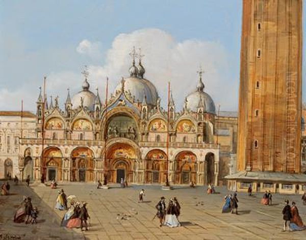 Veduta Di Piazza San Marco Oil Painting by Carlo Grubacs