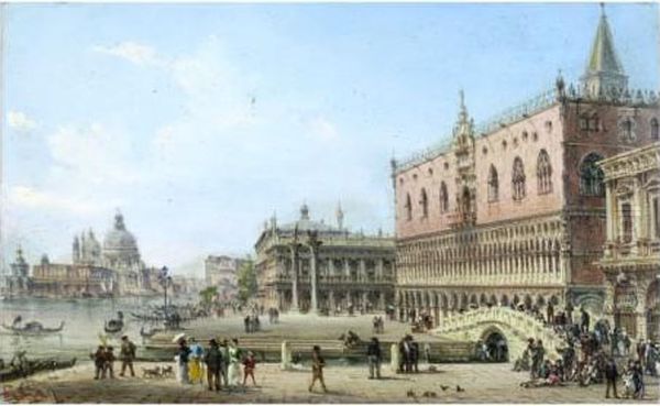 Vue Du Palais Des Doges Oil Painting by Carlo Grubacs