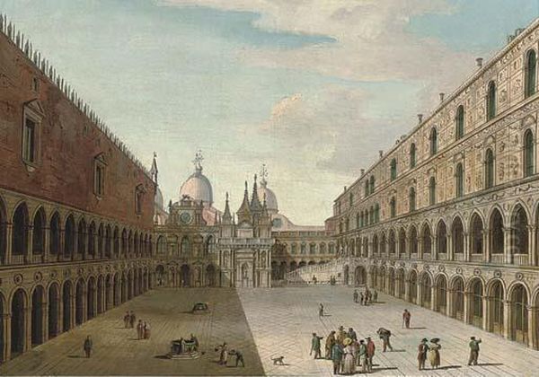 The Courtyard Of The Doge's Palace Oil Painting by Carlo Grubacs