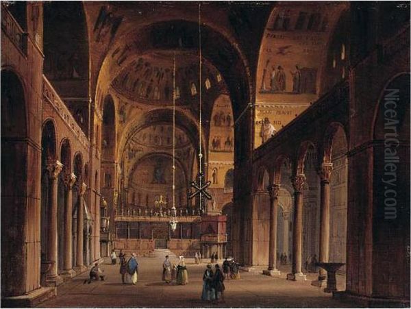 Piazza San Marco & Basilica Di San Marco, A Pair Oil Painting by Carlo Grubacs