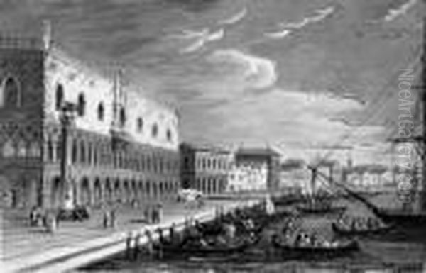 The Doge's Palace And The Riva Degli Schiavoni Oil Painting by Carlo Grubacs