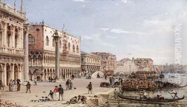 Venezia, Riva Degli Schiavoni Oil Painting by Giovanni Grubacs