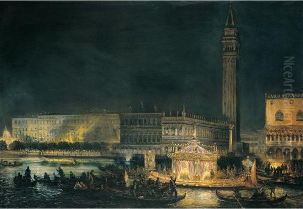 Venezia 1830 Oil Painting by Giovanni Grubacs