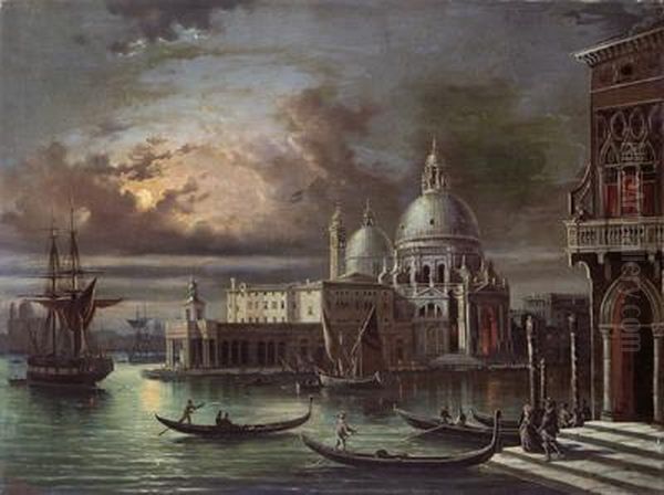 Blick Auf S. M. Della Salute Und Die Dogana Oil Painting by Giovanni Grubacs