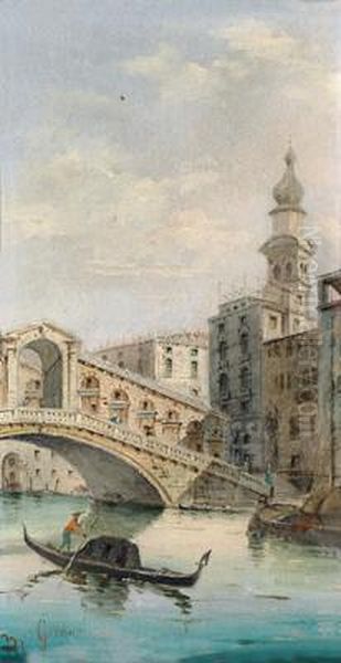 Blick Auf Die Rialtobrucke Oil Painting by Giovanni Grubacs