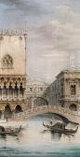 Blick Auf Die Seufzerbrucke Oil Painting by Giovanni Grubacs