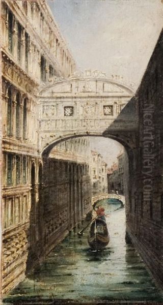 Venezia, In Gondola Sul Canale Oil Painting by Giovanni Grubacs