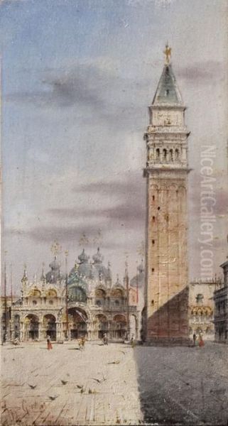 Venezia, La Chiesa E Il Campanile Di San Marco Oil Painting by Giovanni Grubacs