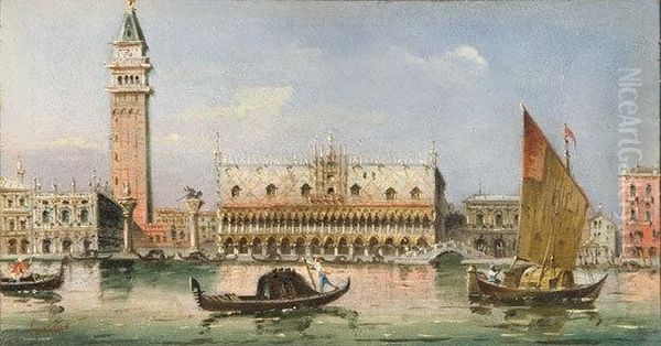 Gondole A Venezia Oil Painting by Giovanni Grubacs