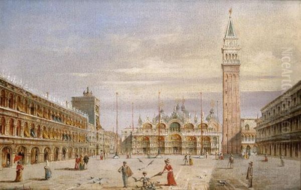 San Marco Ter Velenceben Oil Painting by Giovanni Grubacs