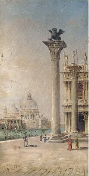 Santa Maria Della Salute From St. Mark's Oil Painting by Giovanni Grubacs